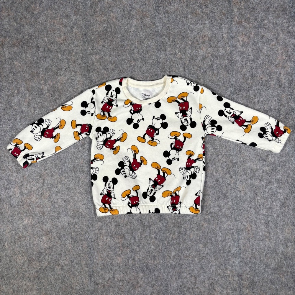 Disney Primark Mickey‎ Mouse Sweatshirt Toddler 18-24M Cream Pullover Excellent